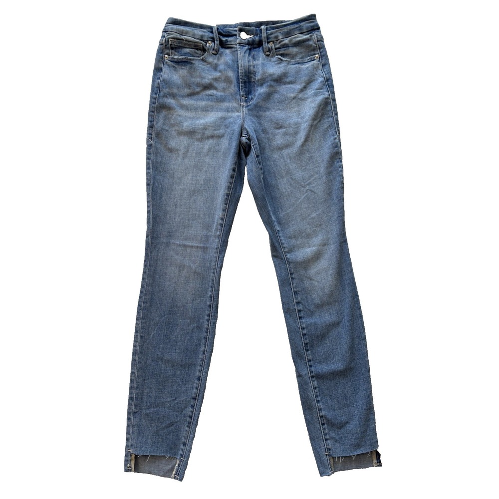 Good American Jeans Womens 6 28 Blue‎ Good Legs Skinny Raw Hem Stretch Comfort